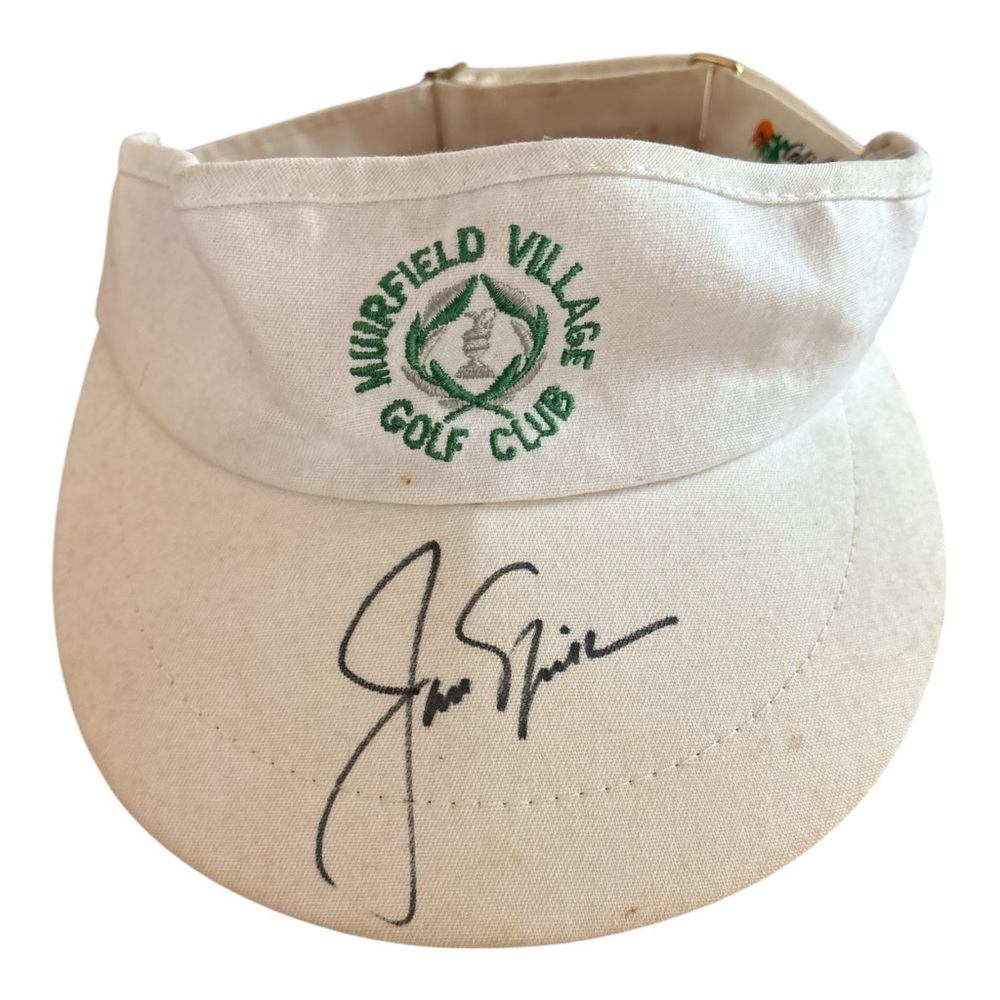 70s JACK NICHOLAS SIGNED MUIRFIELD VILLAGE GOLF CLUB CREAM CALI-FAME VISOR